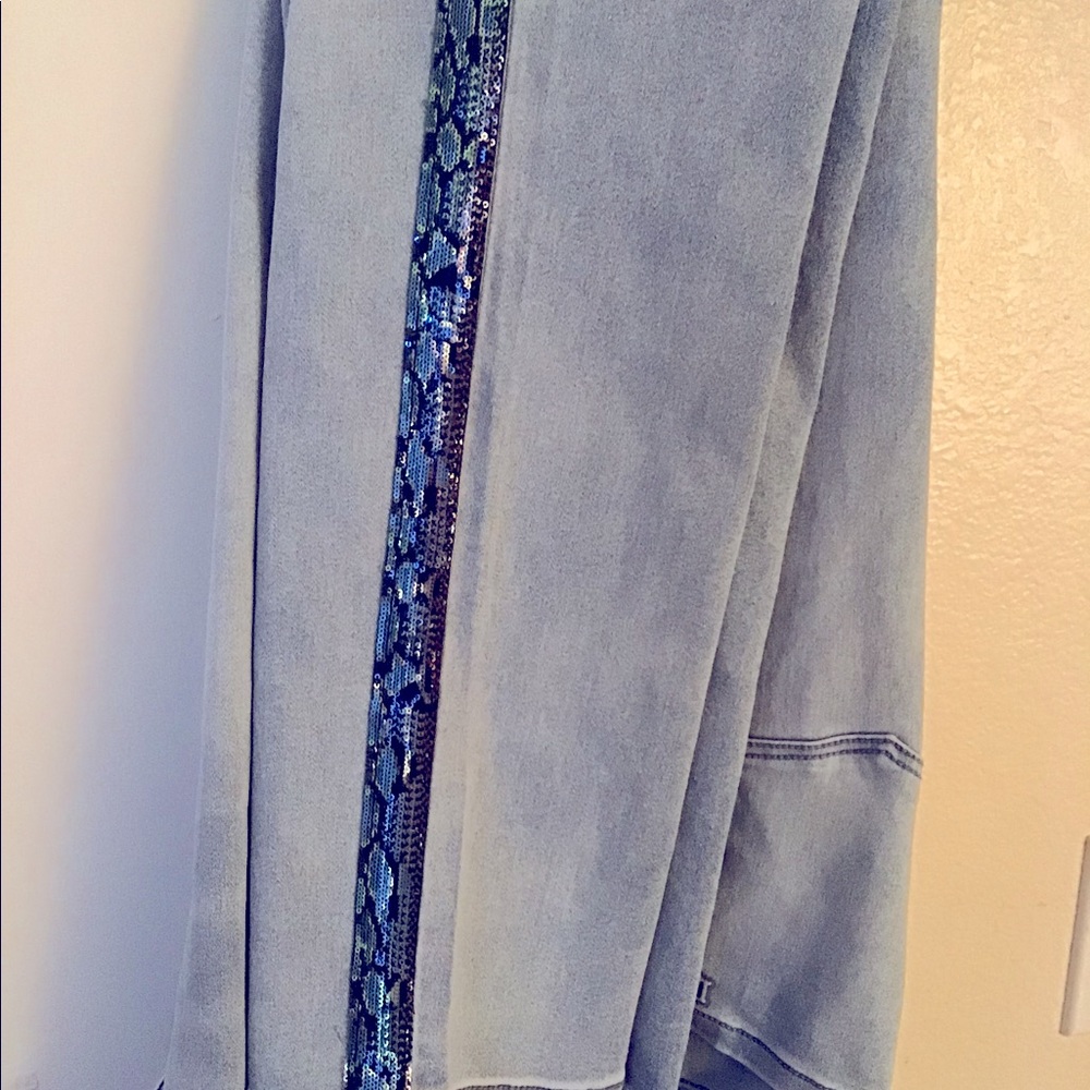 DG2 Chambray Jeans with Animal Print Metallic Stripe